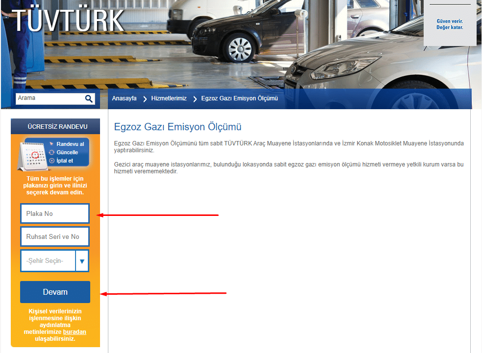 tuvturk arac muayene randevusu